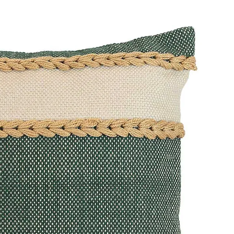 Hot Green Woven Wide Stripe Indoor/Outdoor Pillow Pillows