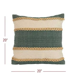 Hot Green Woven Wide Stripe Indoor/Outdoor Pillow Pillows