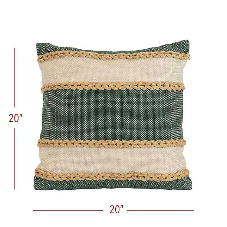 Hot Green Woven Wide Stripe Indoor/Outdoor Pillow Pillows