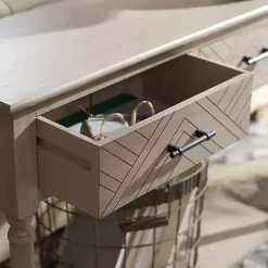 Kirklands Home Console Tables|Greige Chevron 2-Drawer Console Table Gray