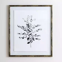 Kirklands Home Framed Art|Greige Leaves II Bamboo Frame Art Print