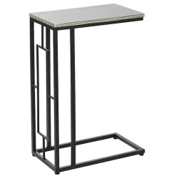 Kirklands Home Accent & End Tables|Gunmetal Black Geometric Metal C-Table Brown