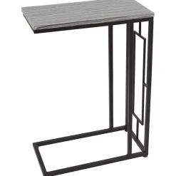 Kirklands Home Accent & End Tables|Gunmetal Black Geometric Metal C-Table Brown