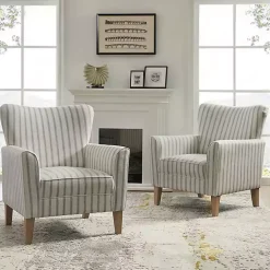 Kirklands Home Accent Chairs|Gustaf Gray Striped Armchair