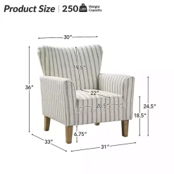 Kirklands Home Accent Chairs|Gustaf Gray Striped Armchair