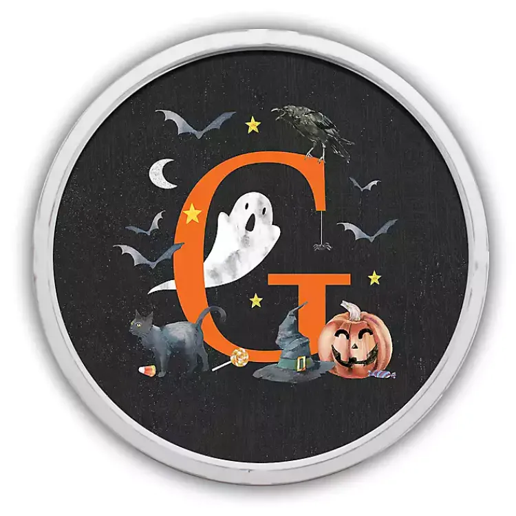 Halloween Monogram G White Framed Wall Plaque Halloween