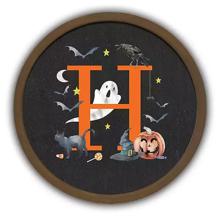 Halloween Monogram H Brown Framed Wall Plaque Halloween