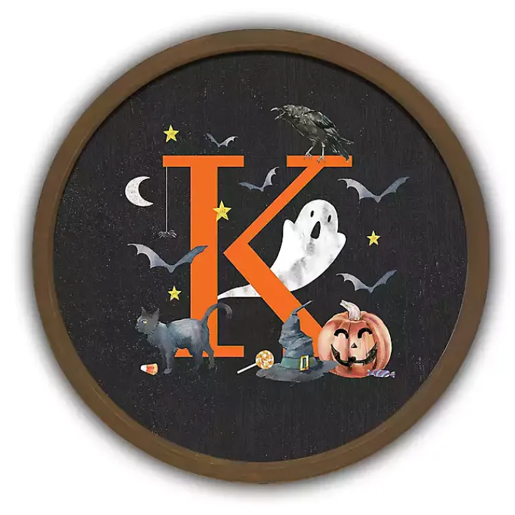 Discount Halloween Monogram K Brown Framed Wall Plaque Halloween