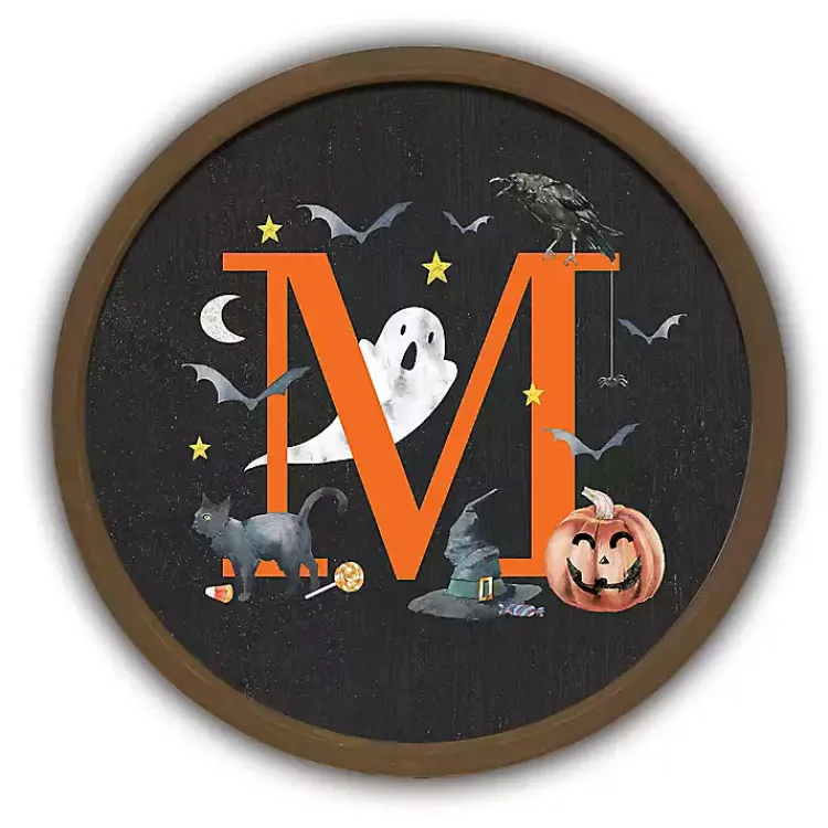 Discount Halloween Monogram M Brown Framed Wall Plaque Halloween