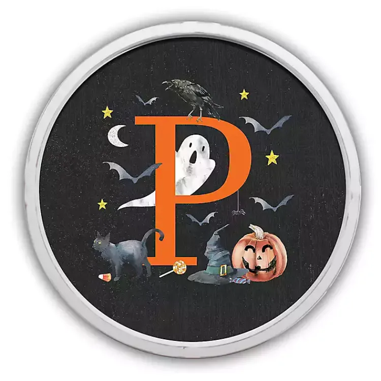 Outlet Halloween Monogram P White Framed Wall Plaque Monogram Seasonal Decor