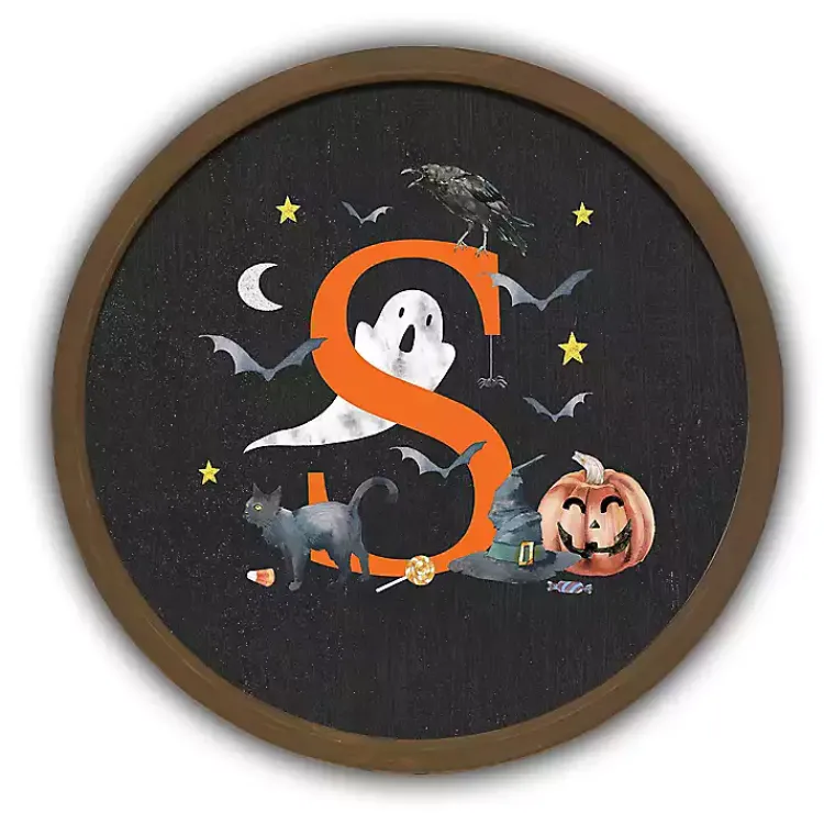 New Halloween Monogram S Brown Framed Wall Plaque Halloween