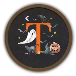 Halloween Monogram T Brown Framed Wall Plaque Halloween