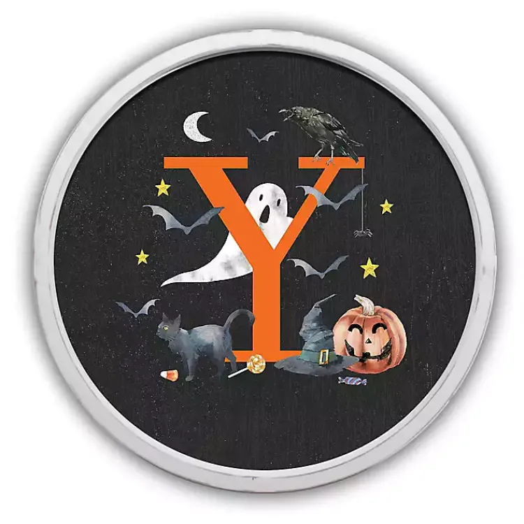 Hot Halloween Monogram Y White Framed Wall Plaque Monogram Seasonal Decor