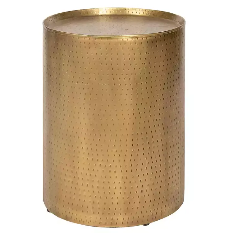 Kirklands Home Accent & End Tables|Hammered Brass Barrel Accent Table