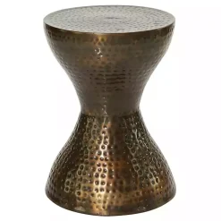 Kirklands Home Accent & End Tables|Hammered Bronze Iron Hourglass Accent Table Brown
