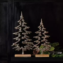 Outlet Hammered Metal Pine Tree Figurines, Set of 2 Christmas Decorations