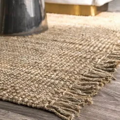Kirklands Home Area Rugs|Hand Woven Chunky Loop Natural Jute Area Rug, 5x7 Tan