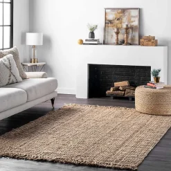 Kirklands Home Area Rugs|Hand Woven Looped Natural Jute Area Rug, 9x12 Tan