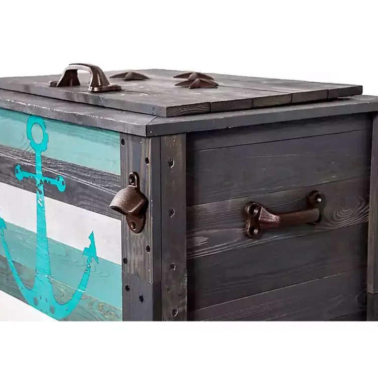 Kirklands Home Outdoor Dining|Handcrafted Wood Anchor Outdoor Patio Cooler Gray