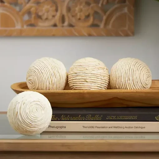 Clearance Handmade Wrapped Jute Orbs, Set of 4 Bowl Filler
