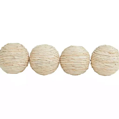 Clearance Handmade Wrapped Jute Orbs, Set of 4 Bowl Filler
