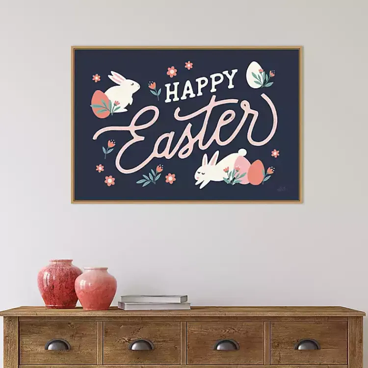 New Happy Easter Bunnies Framed Canvas Art Print Easter Decorations