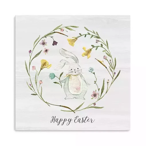 Best Happy Easter Bunny Wreath Canvas Art Print Easter Decorations