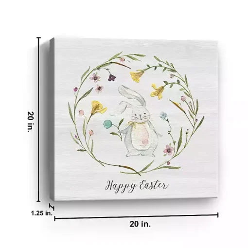 Best Happy Easter Bunny Wreath Canvas Art Print Easter Decorations