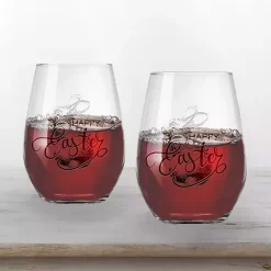 Discount Happy Easter Engraved 2-pc. Wine Glass Set Easter Decorations
