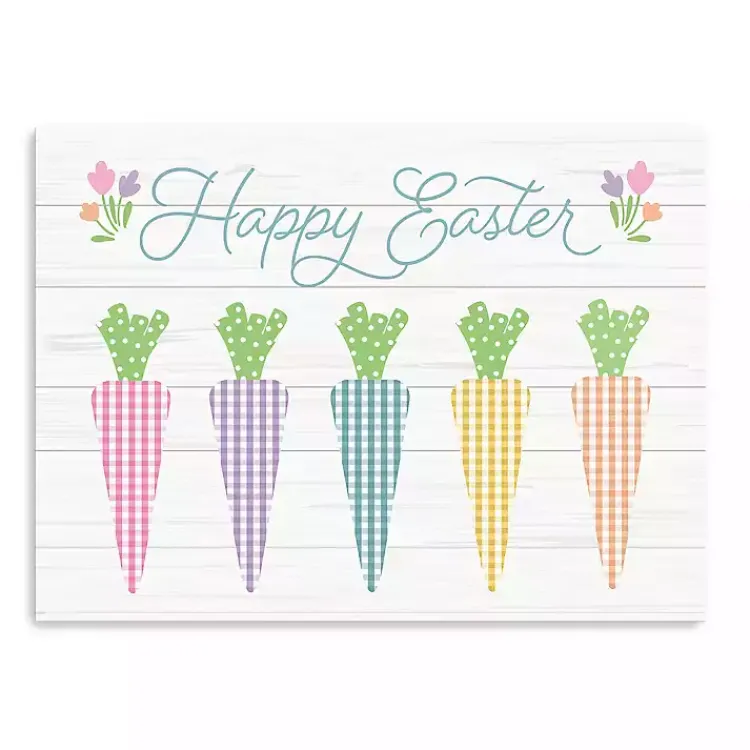 Happy Easter Plaid Carrots Canvas Art Print Easter Decorations