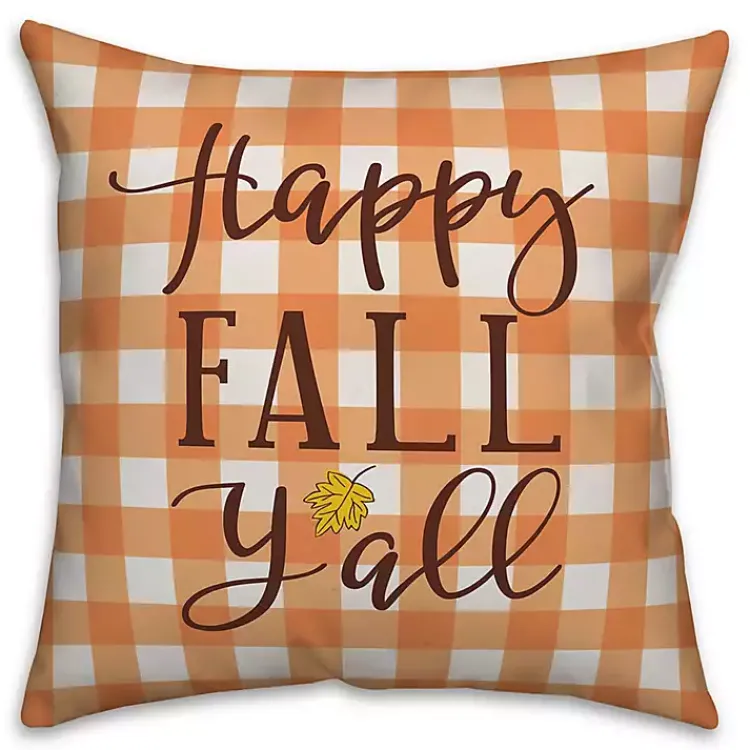 Kirklands Home Outdoor Cushions & Pillows|Happy Fall Y'all Double Sided Outdoor Pillow Orange