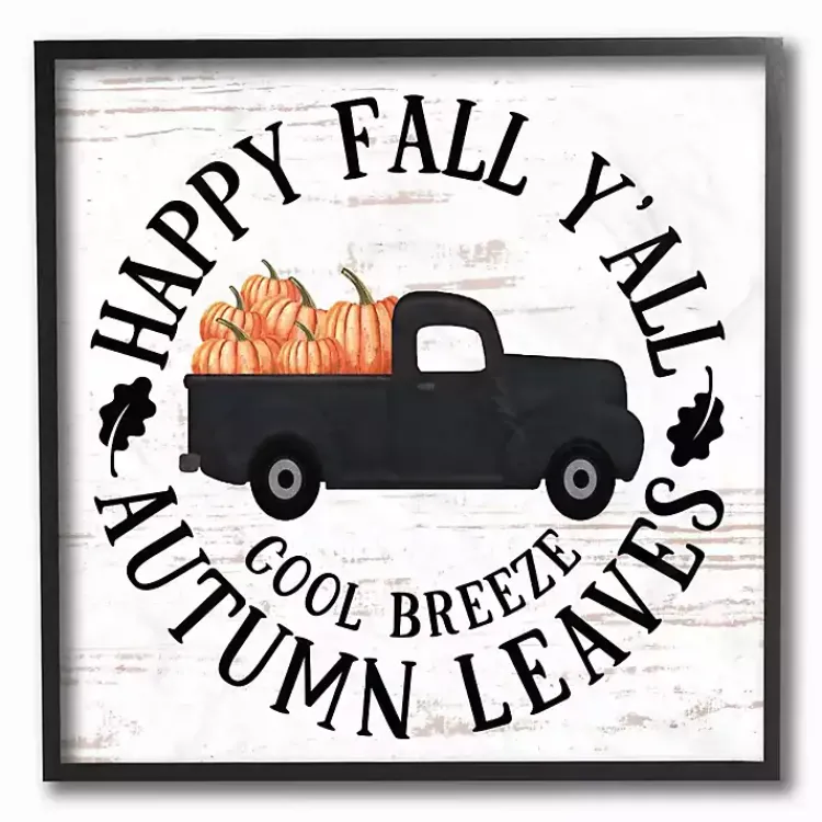 New Happy Fall Y'all Pumpkin Truck Framed Wall Plaque Fall