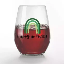 Discount Happy Go Lucky Stemless Wine Glasses, Set of 2 St Patricks Day Decorations