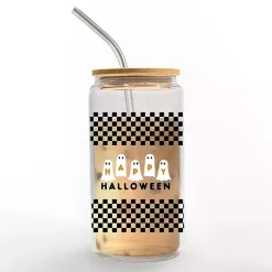 Kirklands Home Glassware & Drinkware|Happy Halloween Ghosts Checkered Halloween Tumbler