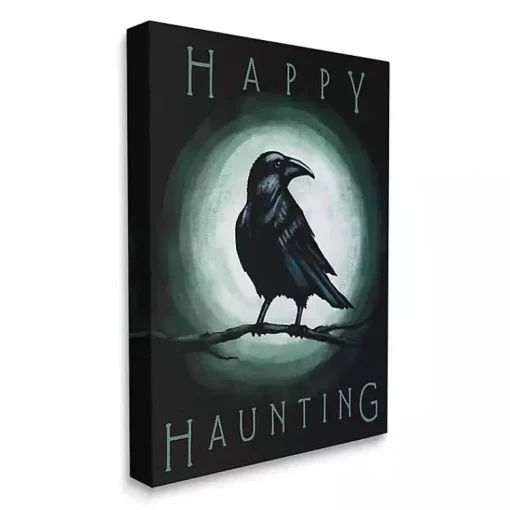 Sale Happy Haunting Black Crow Canvas Art Print Halloween