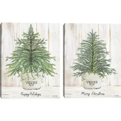 Clearance Happy Holidays Merry Christmas Trees 2-pc. Art Set Christmas Art & Wall Decor
