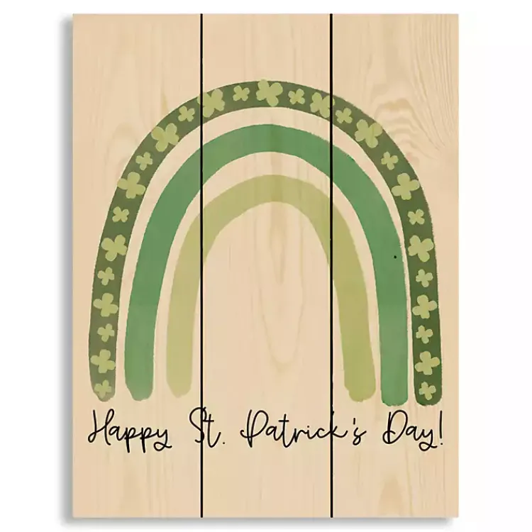 Clearance Happy St. Patrick's Day Rainbow Wood Art Print St Patricks Day Decorations