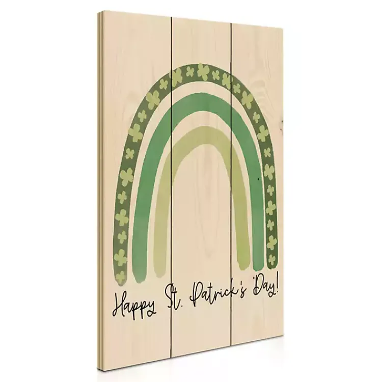 Clearance Happy St. Patrick's Day Rainbow Wood Art Print St Patricks Day Decorations