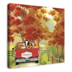 New Harvest Cow Ride Canvas Art Print Fall