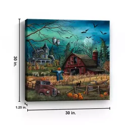 Clearance Haunted Farm Canvas Art Print, 30x30 Halloween