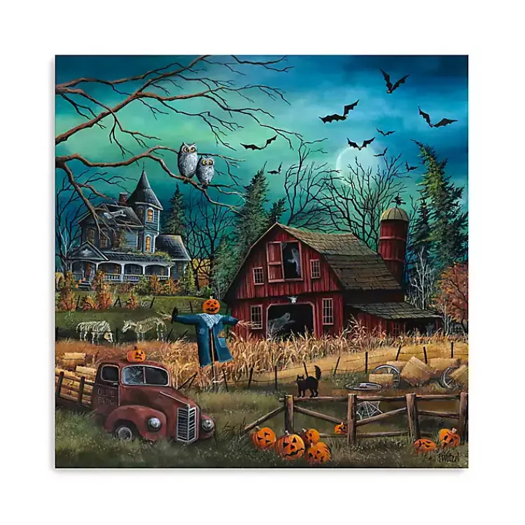 Hot Haunted Farm Canvas Art Print, 40x40 Halloween