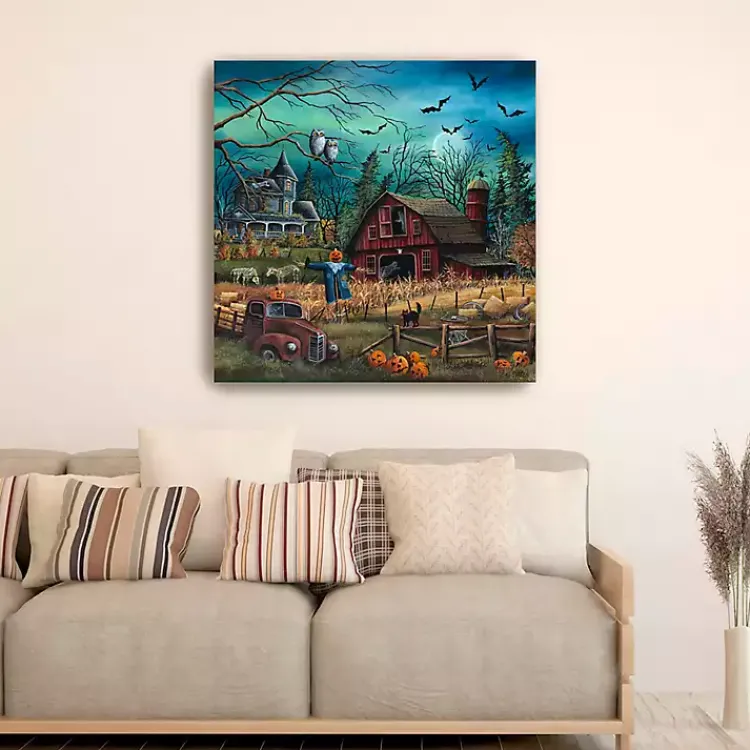 Hot Haunted Farm Canvas Art Print, 40x40 Halloween