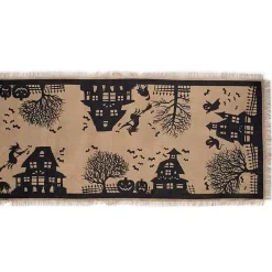 New Haunted House Burlap Table Runner Halloween
