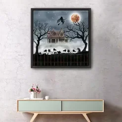 Discount Haunted House Flying Canvas Wall Art Halloween