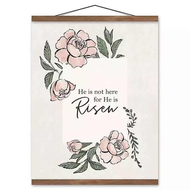 Outlet He Has Risen Teak Hanging Canvas Art Print Easter Decorations