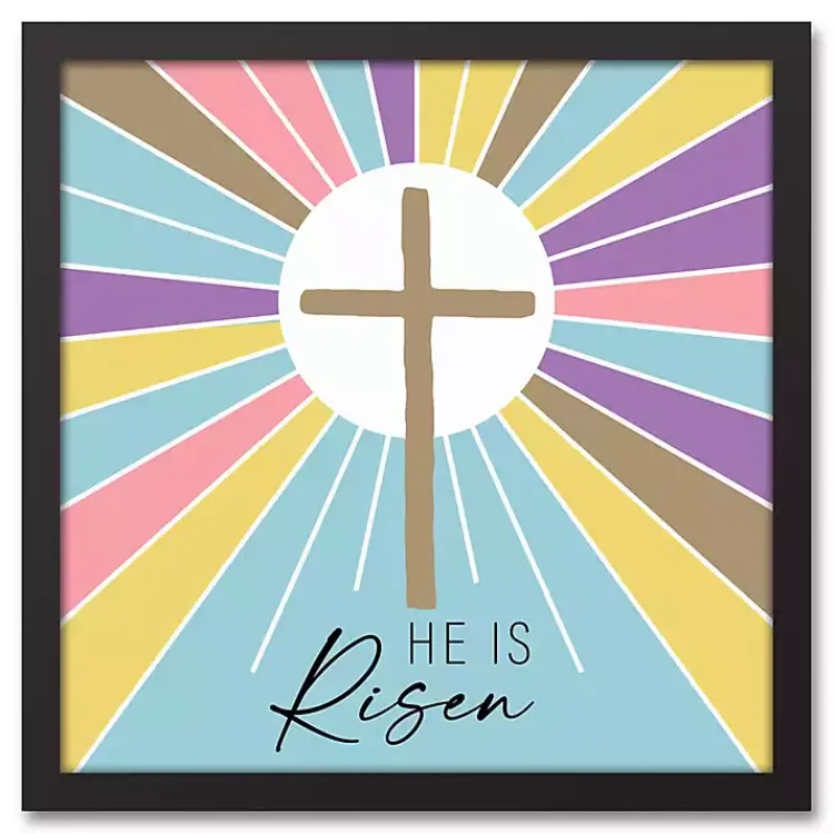 Outlet He is Risen Colorful Framed Canvas Art Print Easter Decorations