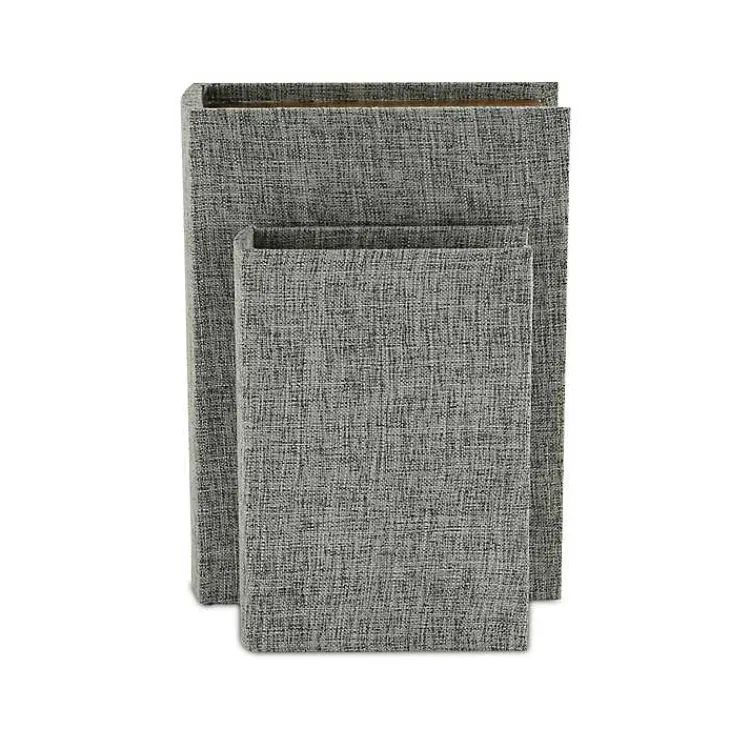New Heathered Linen Book Boxes, Set of 2 Baskets & Boxes