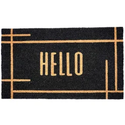 Kirklands Home Doormats|Hello Linear Doormat Black