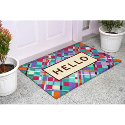 Kirklands Home Doormats|Hello Colorful Diamond Doormat Blue
