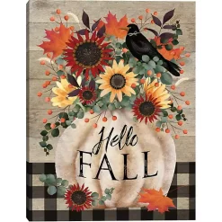 Clearance Hello Fall Pumpkin Bouquet Canvas Art Print Fall